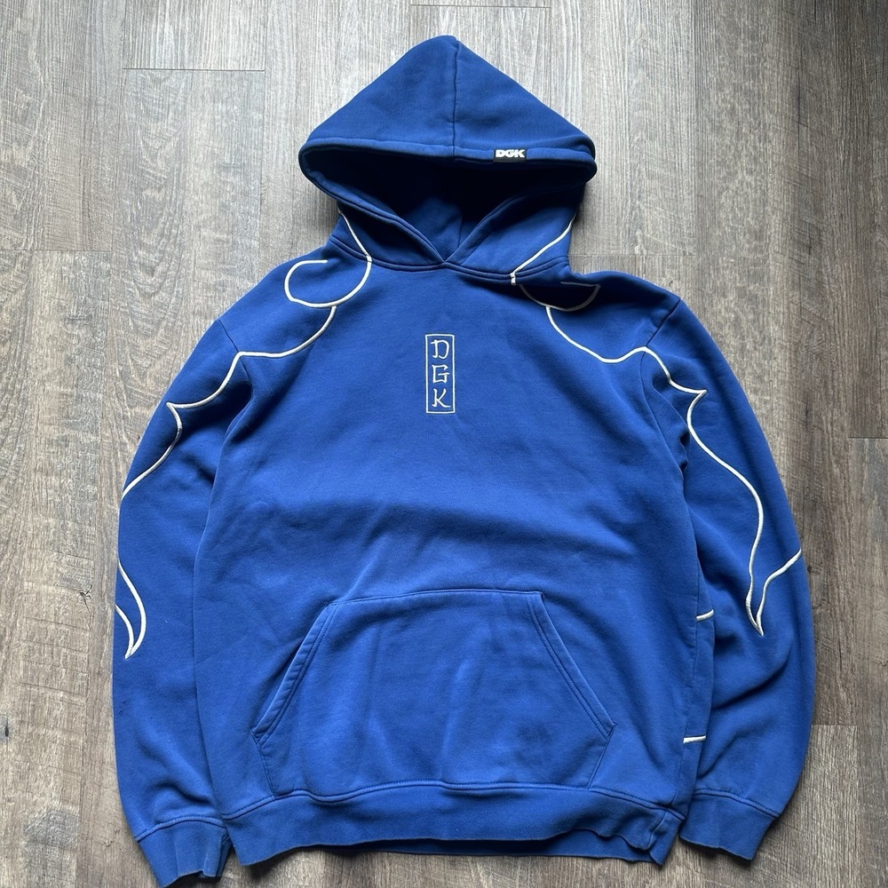 DGK Hoodie Akashi Embroidered Hoodie Sweatshirt Deep Blue Heavyweight size XxL